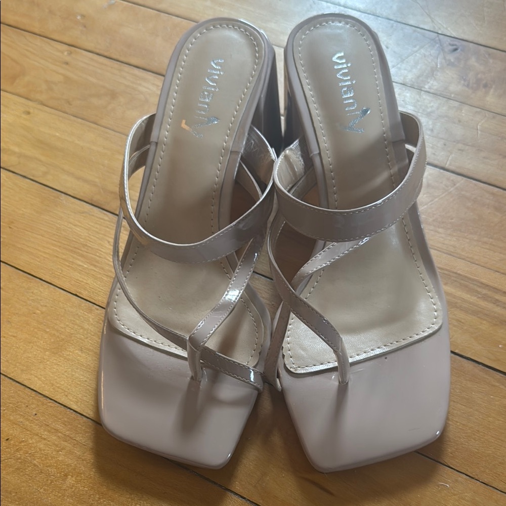 Avenue Cream Heels with Asymmetrical Straps